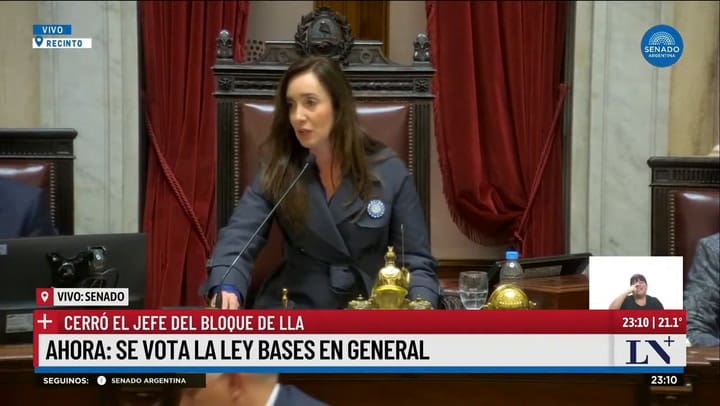 Ahora El Senado Aprobó La Ley Bases En General Con El Voto De Victoria Villarruel