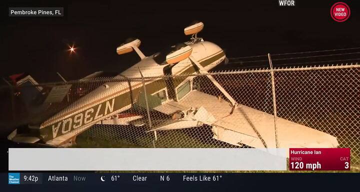 El huracán Ian generó un tornado que dejó graves daños en el aeropuerto de North Perry