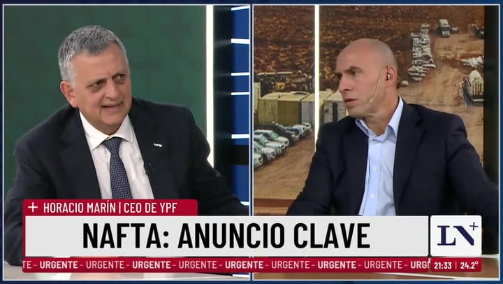 YPF anunció que estabilizará el precio de la nafta por 45 días: Horacio Marín con Esteban Trebucq