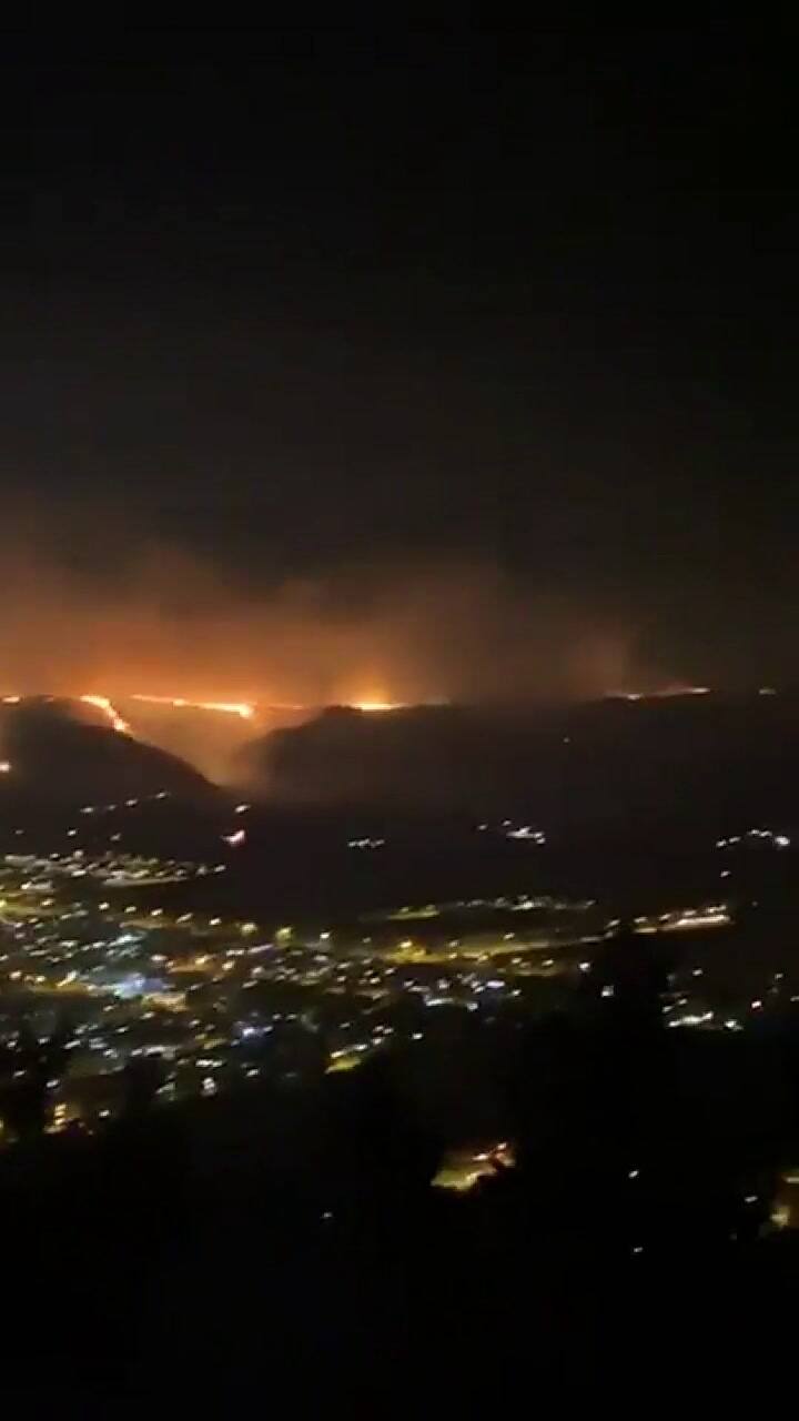 Panorama de Esquel frente al incendio - Fuente: Twitter