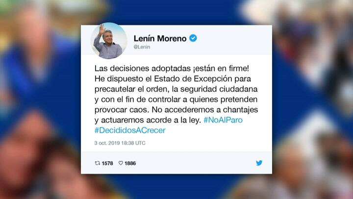 Ecuador decreta 'estado de excepción' ante protestas por alza de combustibles - Fuente: AFP