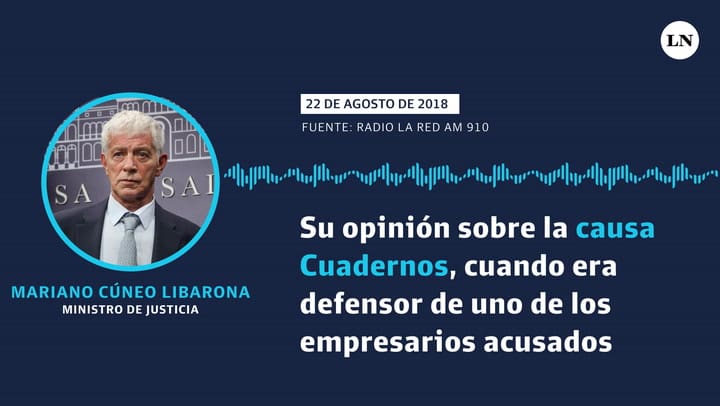 Mariano Cúneo Libarona , sobre el Caso Cuadernos, cuando era el defensor de uno de los empresarios acusados