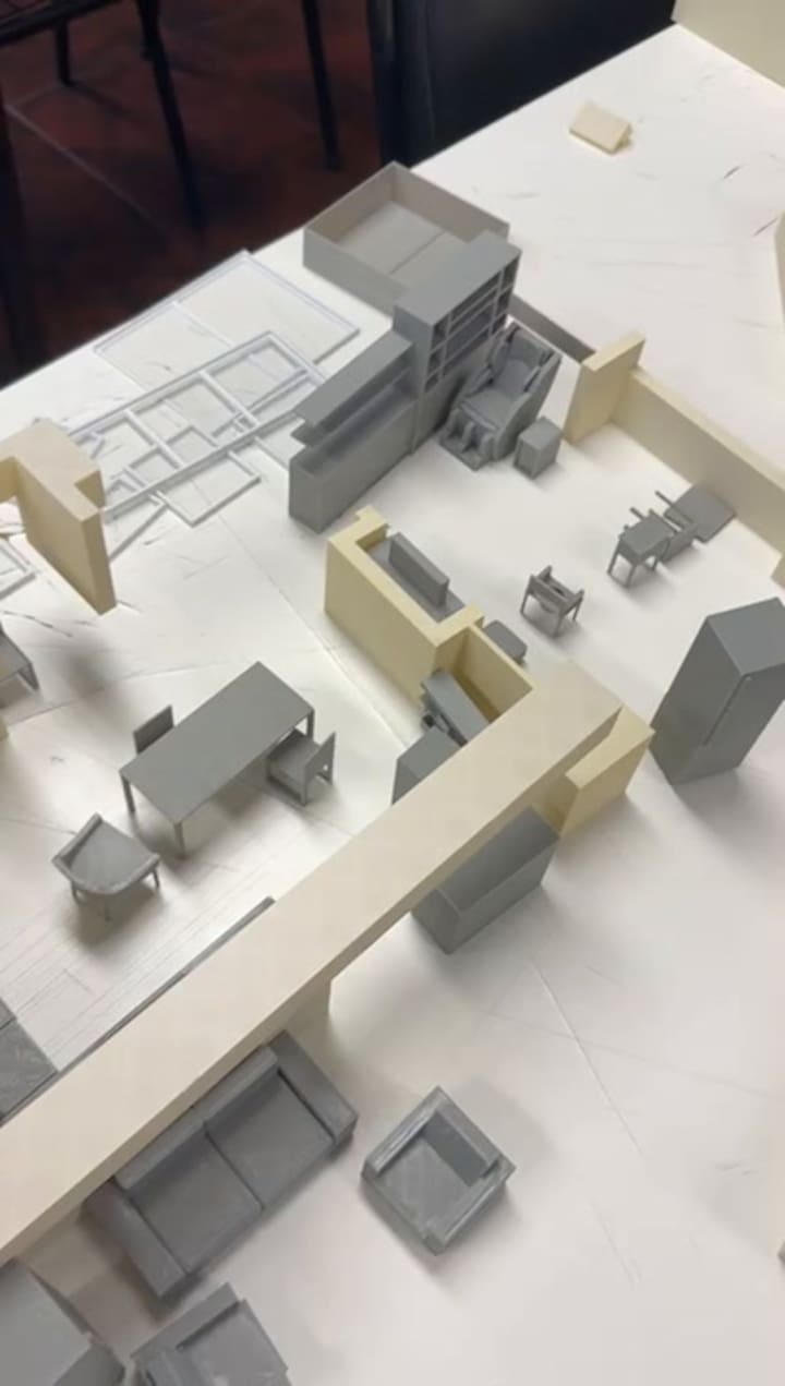 La preparación de la maqueta de la casa donde murió Diego Maradona