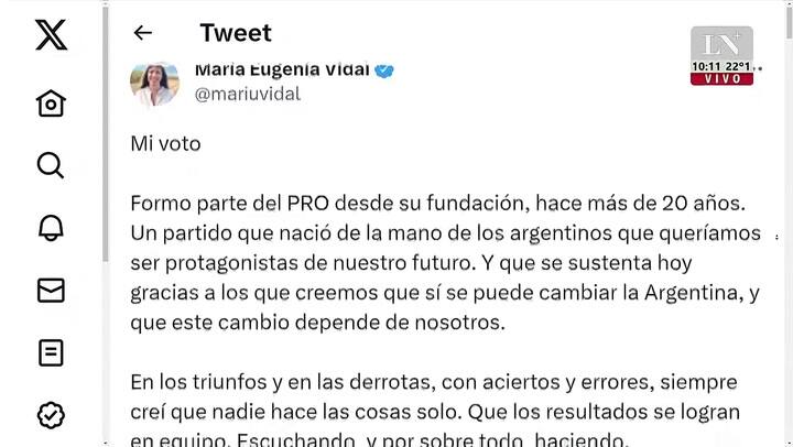 La picante observación de Luis Novaresio sobre María Eugenia Vidal en torno a su apoyo a Larreta