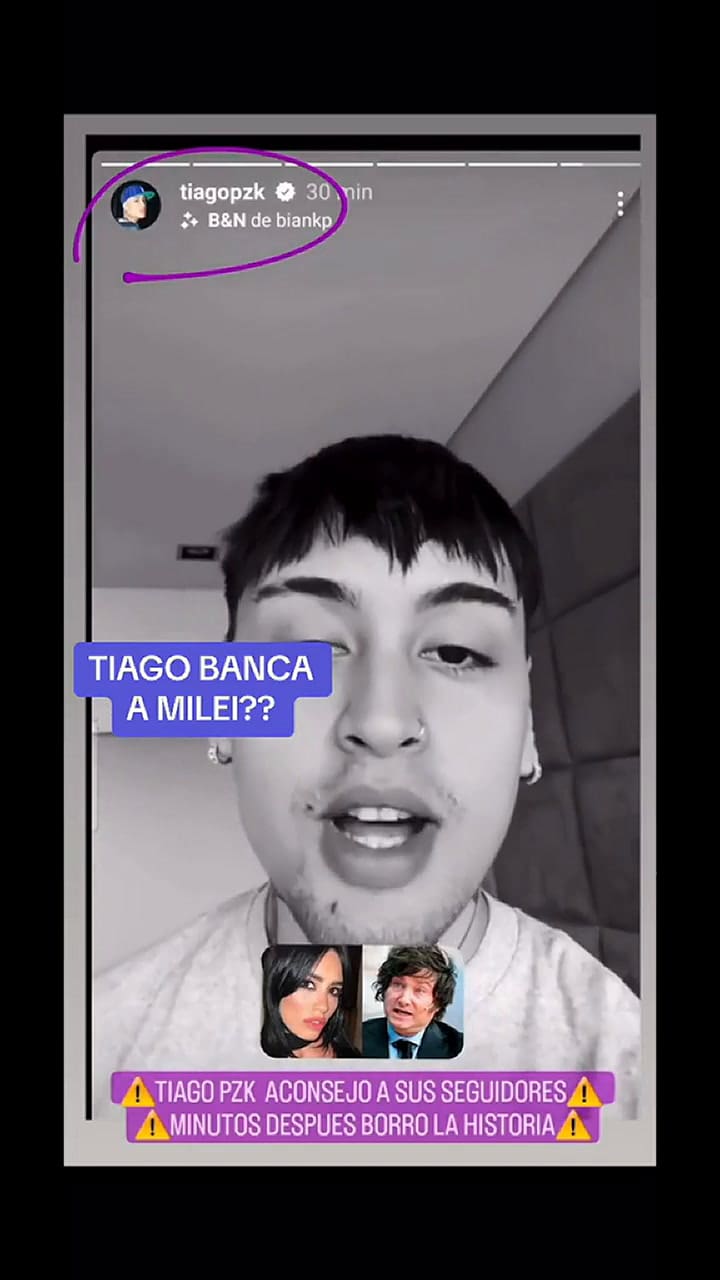 El video sobre Milei que compartió Tiago PZK (TikTok @michismetuchisme)