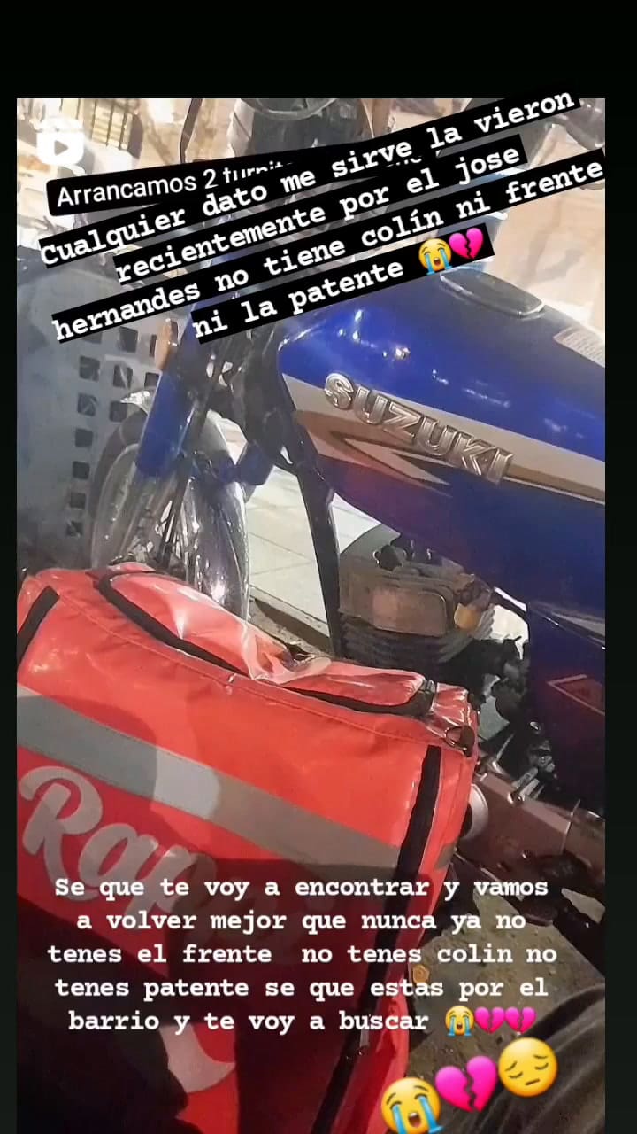 Le robaron su moto y sortea su celular para volver a trabajar: “No tenía fuerzas para salir adelante