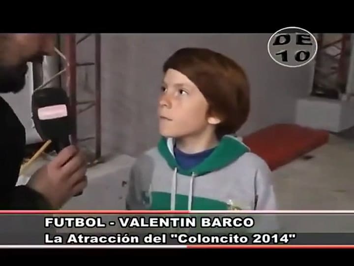 El video viral de Valentín Barco con 10 años: 'Me llevaron a probar'