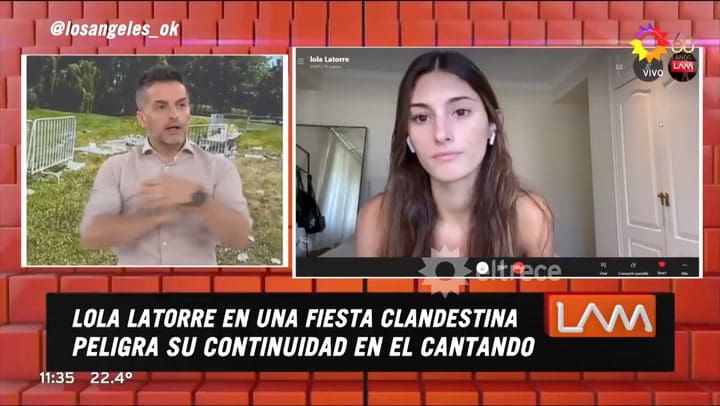 Lola Latorre habló sobre lo ocurrido en la fiesta y la posibilidad de quedar fuera de Cantando 2020