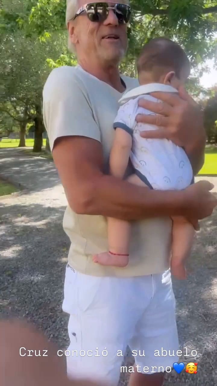 Nicole Neumann mostró el primer encuentro entre su padre y su hijo Cruz