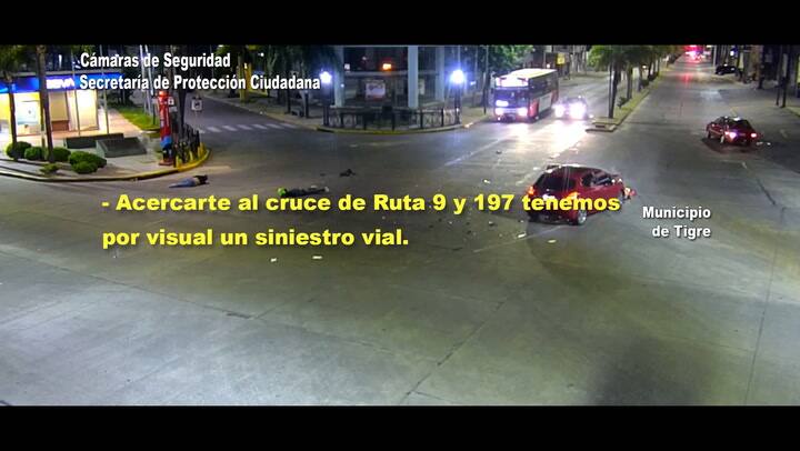 El momento del accidente, captado por las cámaras de la Municipalidad.
