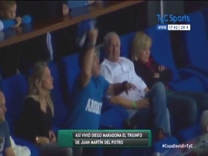 Así vivió Diego Maradona el triunfo de Delpo ante Karlovic