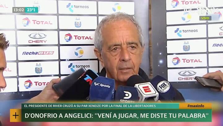 Las palabras de D'Onofrio a Angelici por la final de la Copa Libertadores