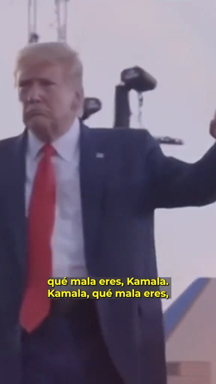 “Kamala, qué mala eres, qué mala eres, Kamala”, uno de los videos presidenciales de campaña de Donald Trump