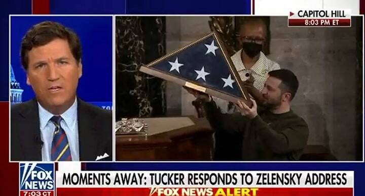 El periodista Tucker Carlson se lanzó contra el presidente de Ucrania en su visita a Washington