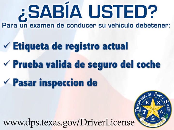 Información importante de la Oficina de conducir de Texas