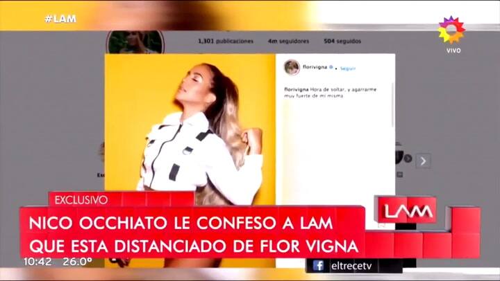 Nicolas Occhiato habló sobre su separación de Florencia Vigna - Fuente: El Trece