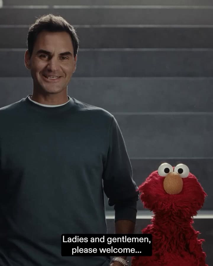 Las divertidas interacciones entre Federer y Elmo durante las grabaciones