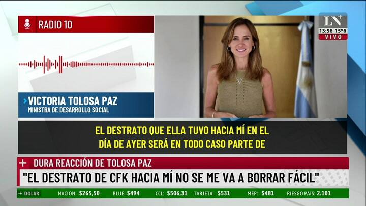 Tolosa Paz: 'El destrato de CFK hacia mí no se me va a borrar fácil'