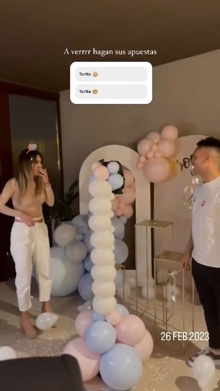 Agus Gandolfo y Lautaro Martínez jugaron a revelar el sexo del bebé (IG @agus.gandolso)