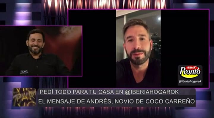 La emoción de Coco Carreño al ver a su pareja en TV