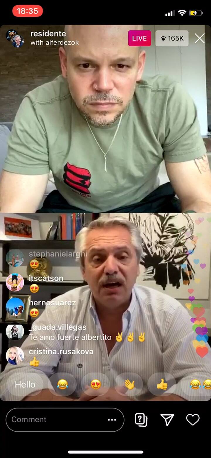 Alberto Fernández con Residente - sobre la cuarentena