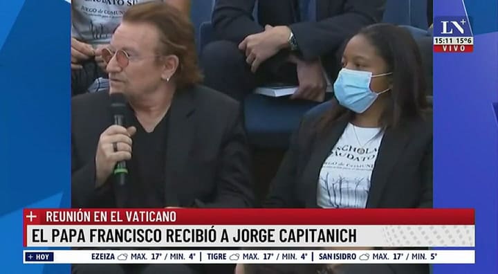 Martín Lousteau ofició de improvisado traductor de Bono frente al papa Francisco