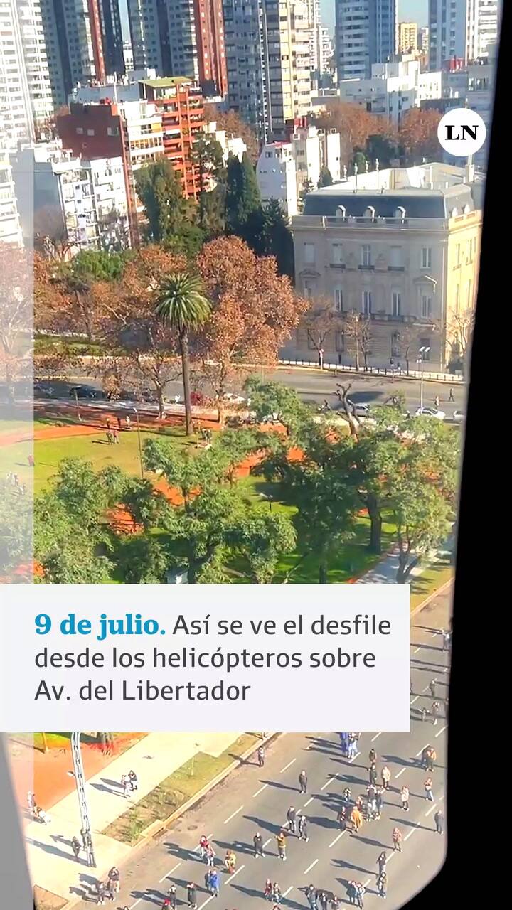 9 de julio. Así se ve el desfile desde los helicópteros sobre Av. del Libertador