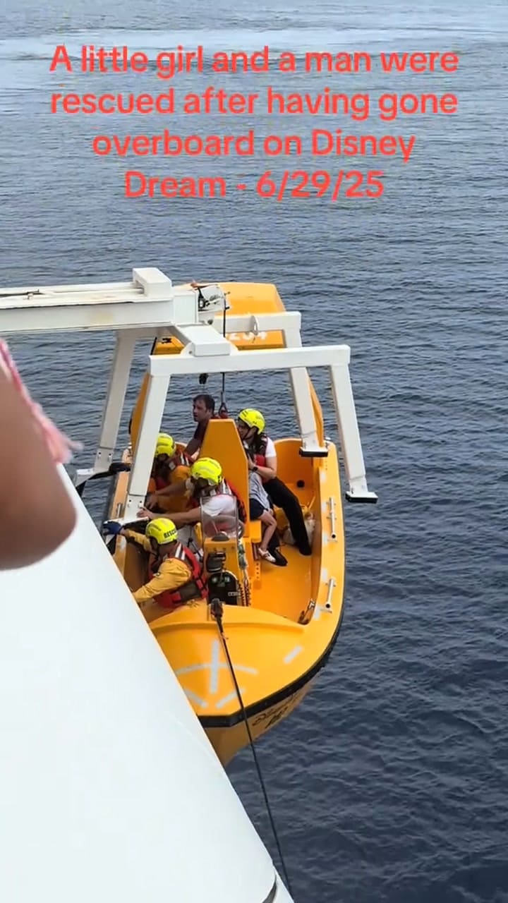 Padre e hija fueron salvados luego de caer al agua de un crucero