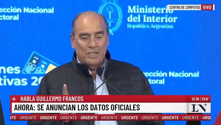 Guillermo Francos anuncio que voto el 68% del padron electoral nacional