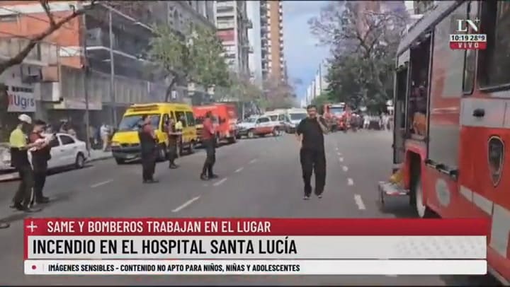 Incendio en el Hospital Santa Lucia: SAME y bomberos trabajan en el lugar