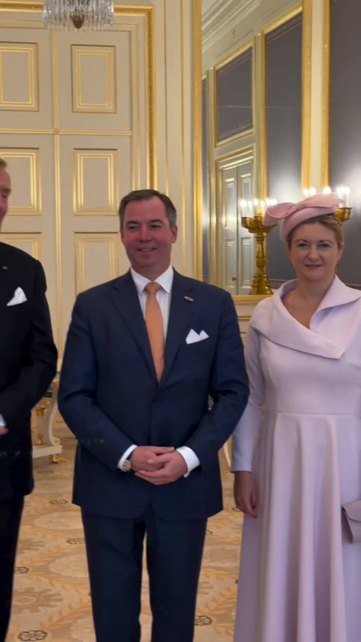Los reyes Guillermo Alejandro y Máxima recibieron al gran duque Guillermo y a la gran duquesa Stéphanie de Luxemburgo