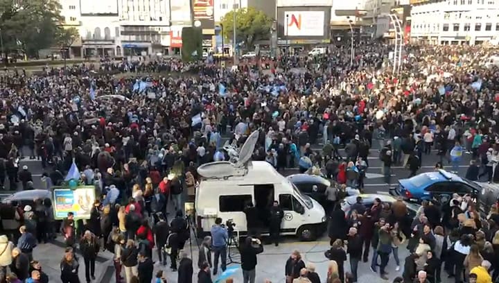 La movilización en el Obelisco vista desde arriba. Creditos: Pablo Montagna