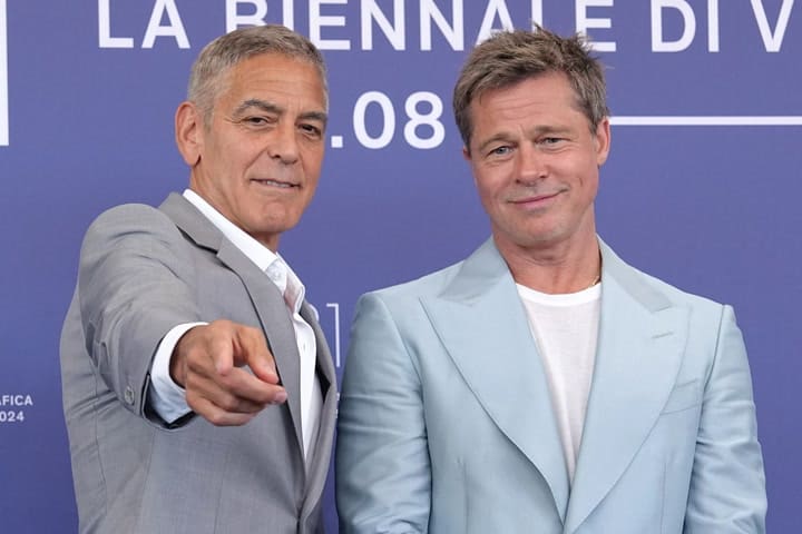 George Clooney y Brad Pitt desplegaron su carisma en Venecia