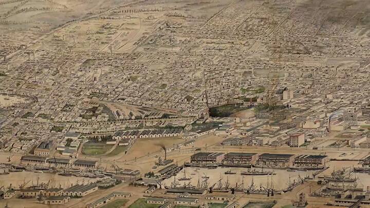 Buenos Aires, panorámica en altura: dibujo y drone