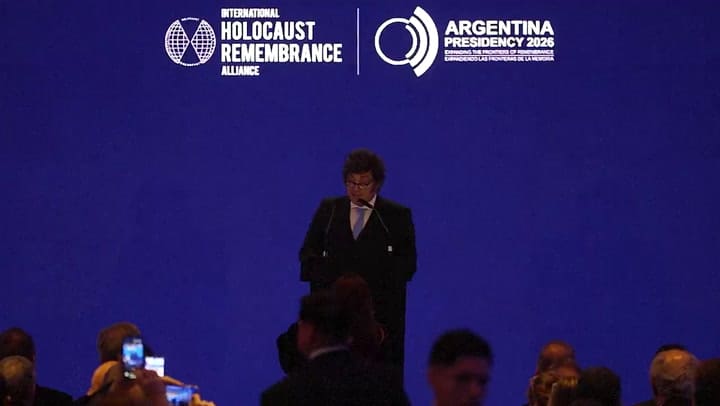 Javier Milei en el primer plenario de la Alianza Internacional para la Memoria del Holocausto