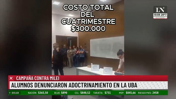 La reaccion de Luis Novaresio ante la llamativa campana contra Javier Milei en una facultad de la UBA: "No da"