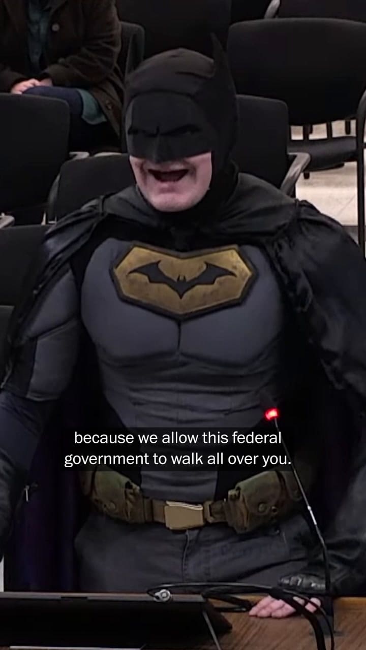 Man Dressed As Batman Concerned About ICE At Super Bowl