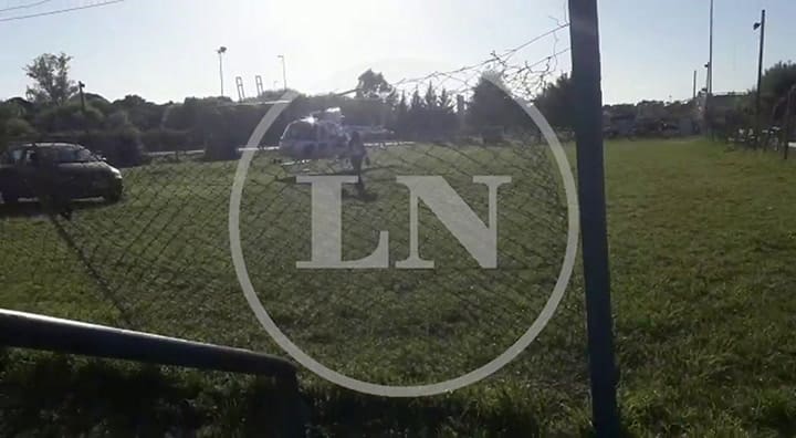La esposa de Berni aterrizó con el helicóptero en una cancha de fútbol