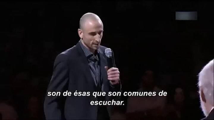 Las palabras de Manu Ginobili en el retiro de la camiseta de Tim Duncan - Fuente: YouTube