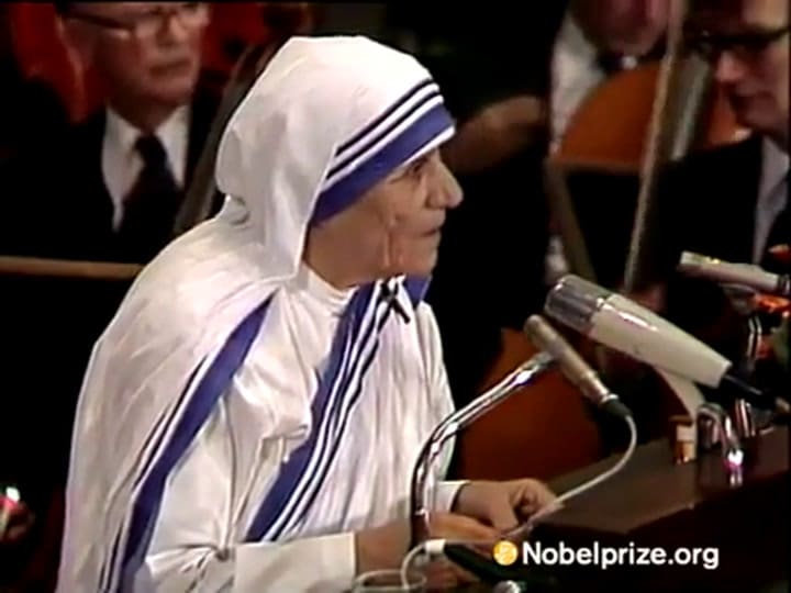 Discurso de la Madre Teresa tras recibir el Premio Nobel