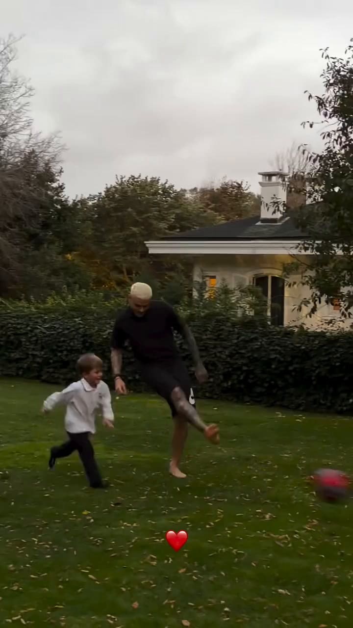 Mauro Icardi jugó al fútbol con los hijos de la China Suárez