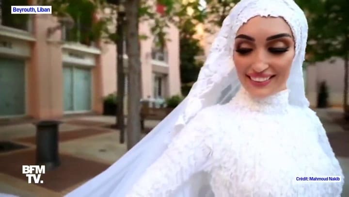 Una novia estaba en plena sesión de fotos cuando se produjo la explosión en Beirut