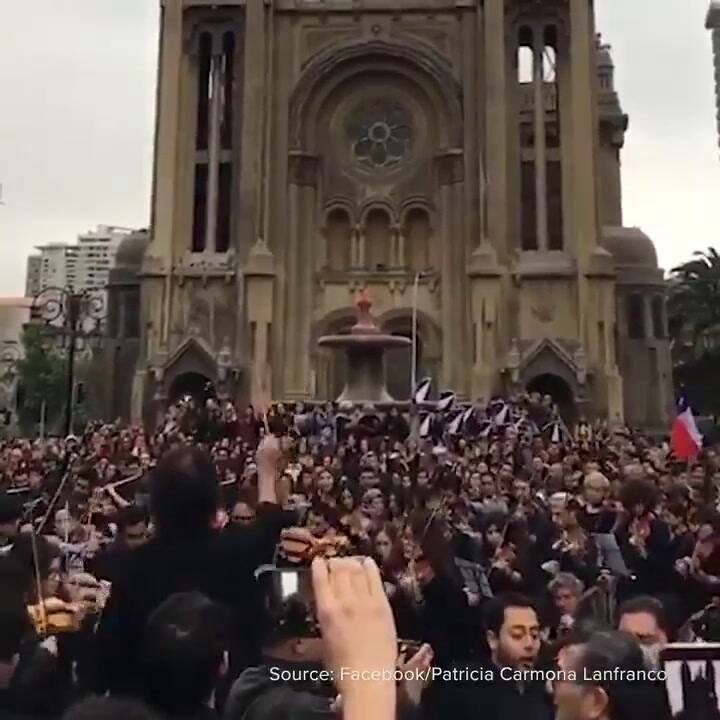 La Orquesta Sinfónica de Chile, en las protestas - Fuente: Twitter