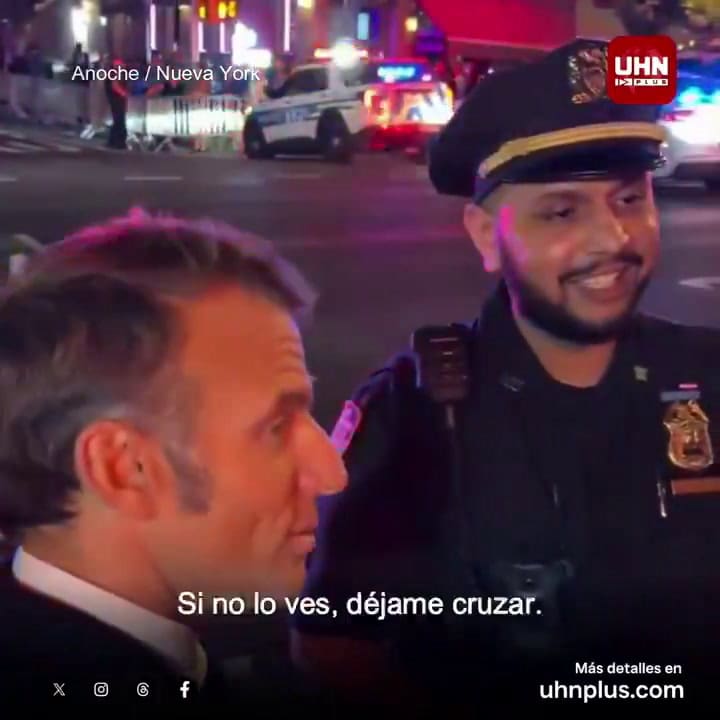 Buen humor entre los presidentes: Macron llamó por teléfono a Trump para que apurara el paso en la calle porque no lo dejaban pasar