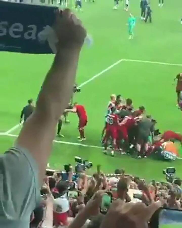 El momento en que un hincha lesiona a Adrián durante los festejos - Fuente: Twitter