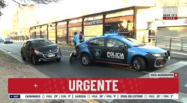 Agronomía: chocó a un patrullero en la avenida San Martín