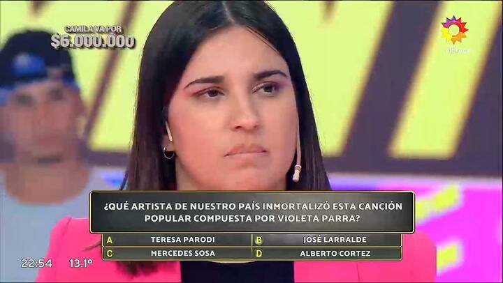 La pregunta con la que Camila gano 6 millones de pesos