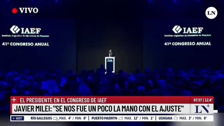 Milei habló del ajuste: "Se nos fue un poco la mano"; el presidente en el congreso de IAEF