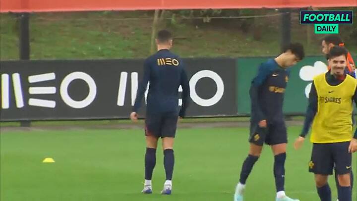 El entrenamiento de Portugal y el encuentro entre Cristiano Ronaldo y Bruno Fernandes