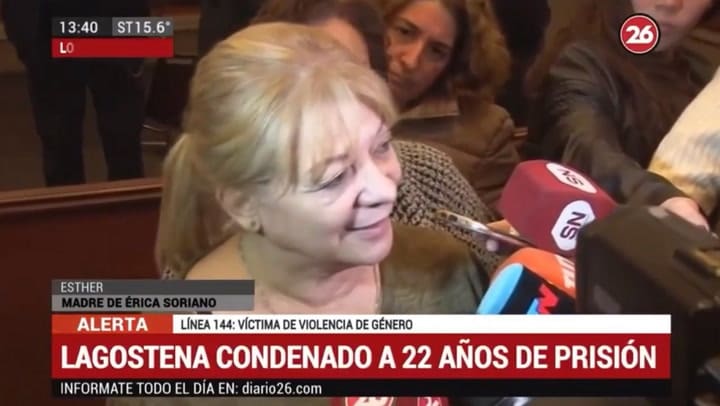 La palabra de la mamá de Érica Soriano luego de la sentencia a Lagostena - Fuente: Canal 26